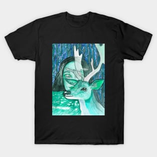 Psychedelic wild deer and girl T-Shirt